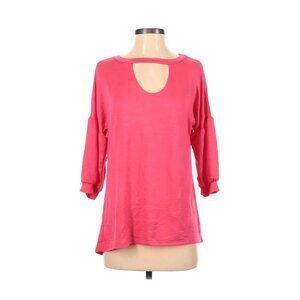 White Birch Womens Pink Keyhole 3/4 Sleeve Top S